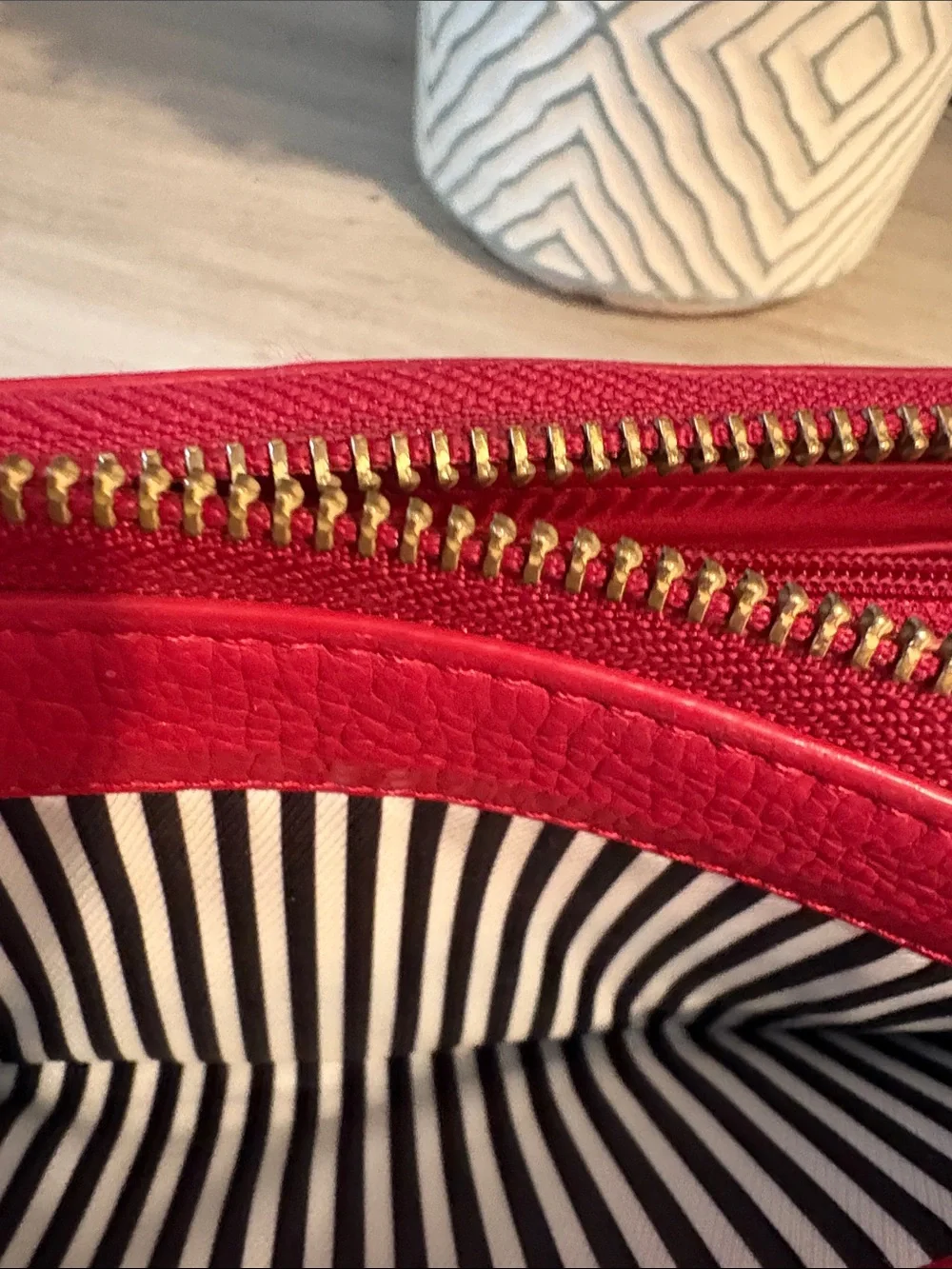 kate spade Red Leather Zip-Around Wallet with Spade Logo